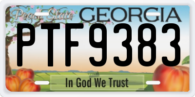 GA license plate PTF9383