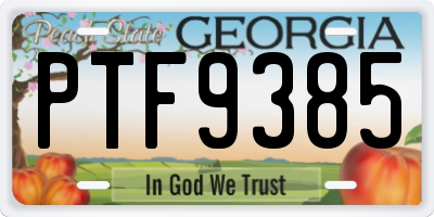 GA license plate PTF9385