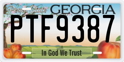 GA license plate PTF9387
