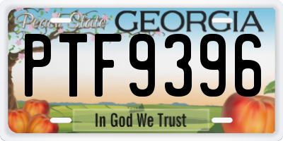 GA license plate PTF9396