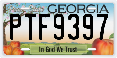 GA license plate PTF9397