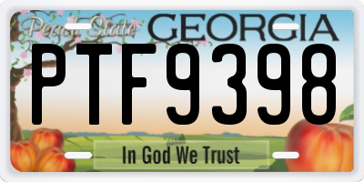 GA license plate PTF9398