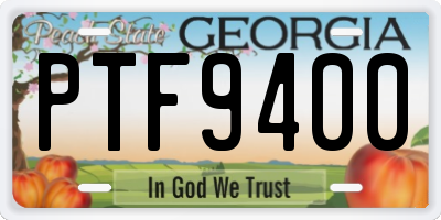 GA license plate PTF9400