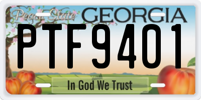 GA license plate PTF9401