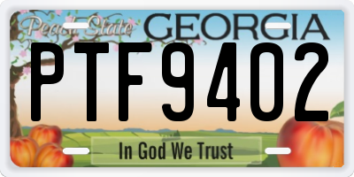 GA license plate PTF9402