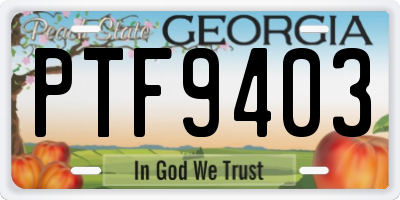 GA license plate PTF9403