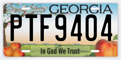 GA license plate PTF9404