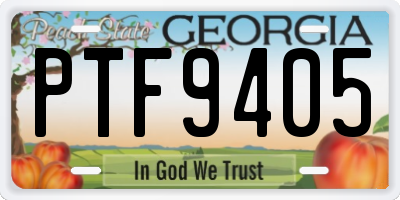 GA license plate PTF9405