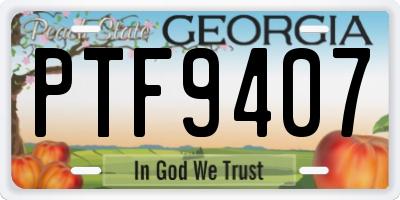 GA license plate PTF9407