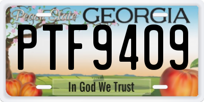 GA license plate PTF9409