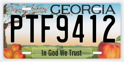 GA license plate PTF9412