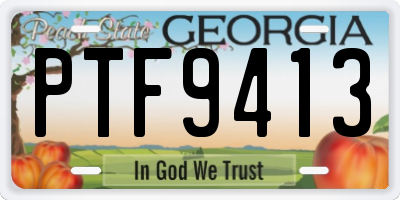 GA license plate PTF9413