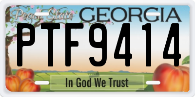 GA license plate PTF9414