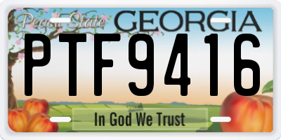 GA license plate PTF9416