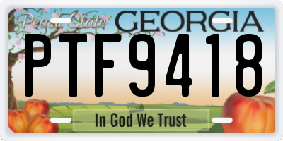 GA license plate PTF9418
