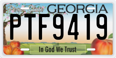 GA license plate PTF9419