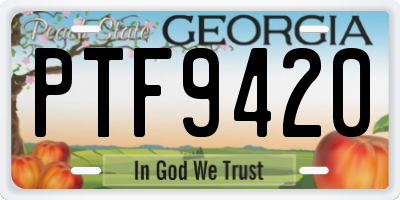 GA license plate PTF9420