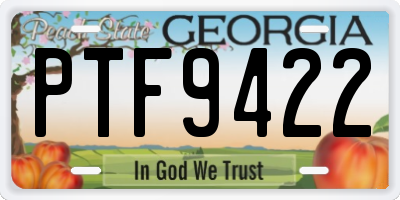 GA license plate PTF9422