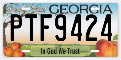 GA license plate PTF9424