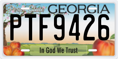 GA license plate PTF9426