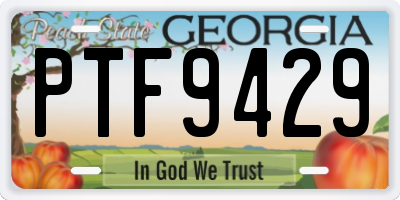 GA license plate PTF9429