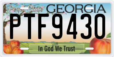 GA license plate PTF9430