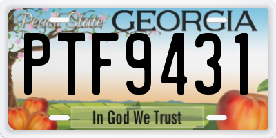 GA license plate PTF9431