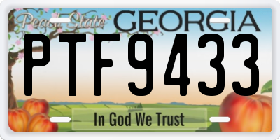 GA license plate PTF9433