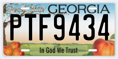 GA license plate PTF9434