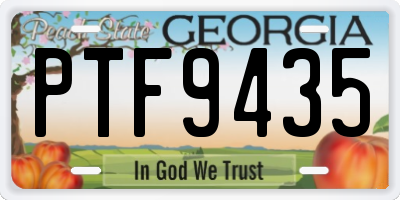 GA license plate PTF9435