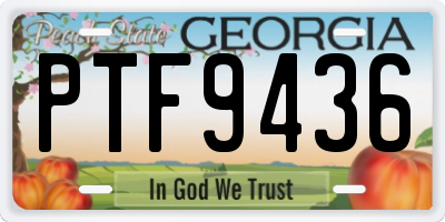 GA license plate PTF9436