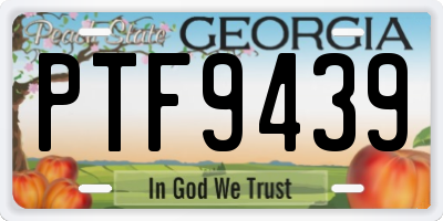 GA license plate PTF9439