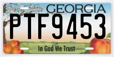 GA license plate PTF9453
