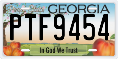 GA license plate PTF9454