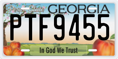 GA license plate PTF9455