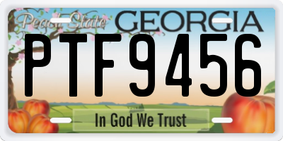 GA license plate PTF9456
