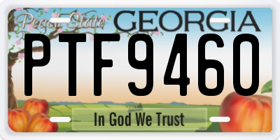 GA license plate PTF9460