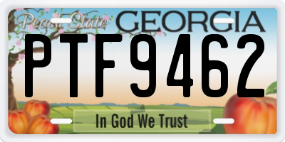 GA license plate PTF9462