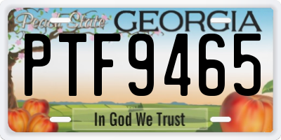 GA license plate PTF9465