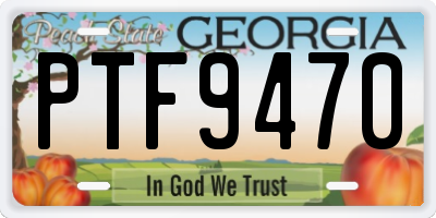 GA license plate PTF9470