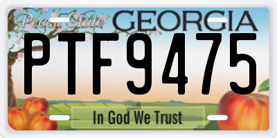 GA license plate PTF9475