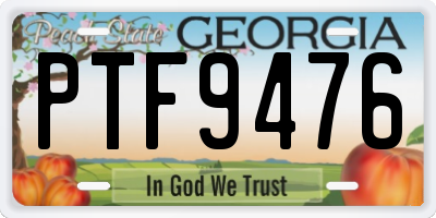 GA license plate PTF9476