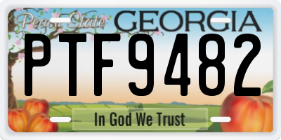 GA license plate PTF9482