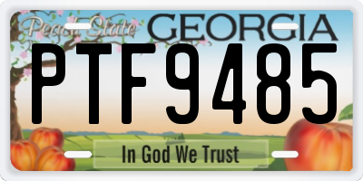 GA license plate PTF9485