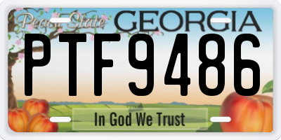 GA license plate PTF9486