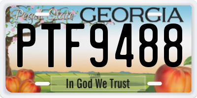 GA license plate PTF9488