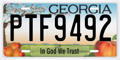 GA license plate PTF9492