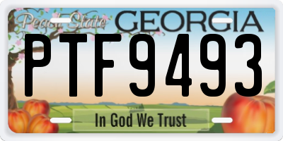 GA license plate PTF9493
