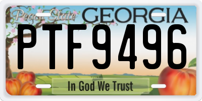 GA license plate PTF9496