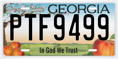 GA license plate PTF9499